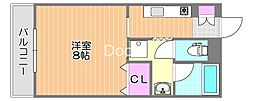 はなはうす門田二番館 1Kの間取図画像
