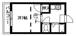 パティオ三野 1Kの間取図画像