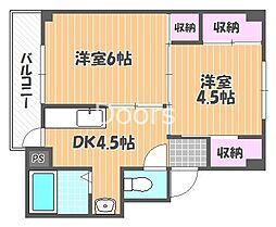 ヴィラナリー上道2 2Kの間取図画像
