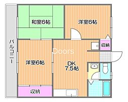 プレジールコスモスB 3DKの間取図画像