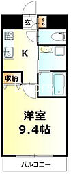 ノーブルハイム岡山 1Kの間取図画像
