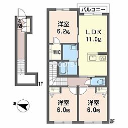 ヴィラ・ノーブル庭瀬 3LDKの間取図画像