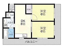 シャルム上野西 2LDKの間取図画像