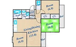 シティーコーポE.Y 3LDKの間取図画像