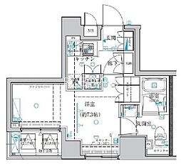 東京メトロ日比谷線 茅場町駅 徒歩6分の賃貸マンション 8階1Kの間取り