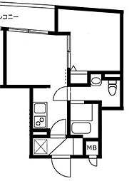 東急池上線 戸越銀座駅 徒歩9分の賃貸マンション 2階1DKの間取り