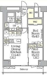 都営大江戸線 飯田橋駅 徒歩9分の賃貸マンション 8階2LDKの間取り