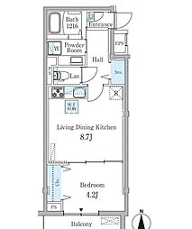 東京メトロ日比谷線 六本木駅 徒歩8分の賃貸マンション 2階1LDKの間取り