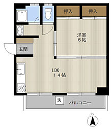 大島コーポ 1LDKの間取図画像