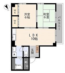 第2アリメントビル 2LDKの間取図画像