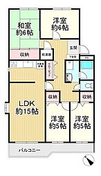 山田池パークハイツ1号棟 4LDKの間取図画像