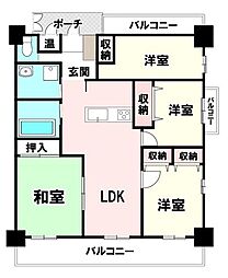 ロワールマンション二日市3 4LDKの間取図画像