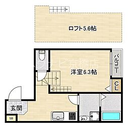 Osaka Metro谷町線 千林大宮駅 徒歩10分の賃貸アパート 1階1Kの間取り