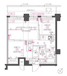 ZOOM下丸子 2LDKの間取図画像