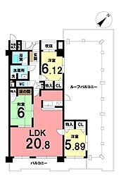シャルマンコーポ沼津 3LDKの間取図画像