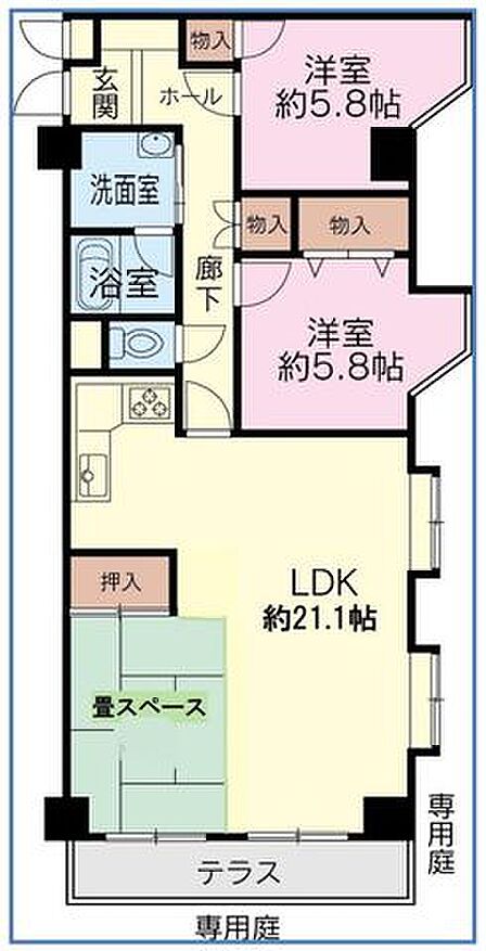 2LDK 間取り