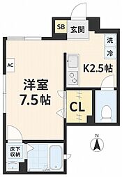 レフィナード 1Kの間取図画像