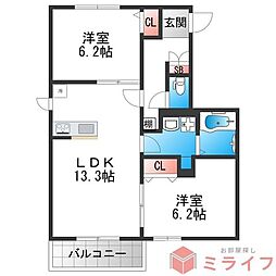Demeure Crecia II 2LDKの間取図画像