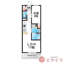 THEPHOERMETENNOJIEAST 1LDKの間取図画像