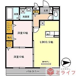ティエラ 2LDKの間取図画像
