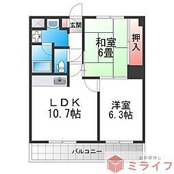 ルミエール 2LDKの間取図画像