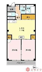 メゾン加美東 2LDKの間取図画像