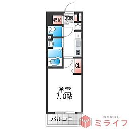 Luxe布施東 1Kの間取図画像