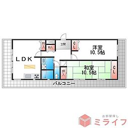 シャルム太平 2LDKの間取図画像