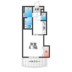 Luxe田辺 1Kの間取図画像