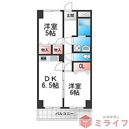 デイグラン長居公園 2DKの間取図画像