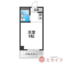 ユーハイム南巽 ワンルームの間取図画像
