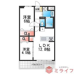 フェリスシエロ堺 2LDKの間取図画像