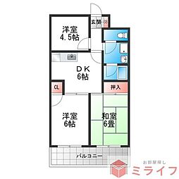 サンシティ摂陽 3DKの間取図画像