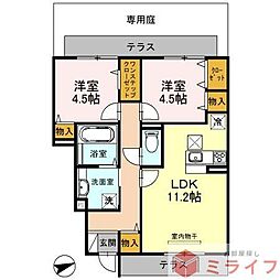 リヤン永井 2LDKの間取図画像