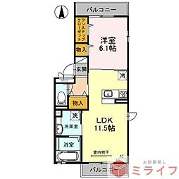 D-room駒川中野 1LDKの間取図画像