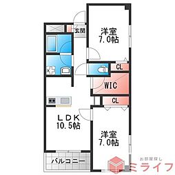 T-スクエア布施 2LDKの間取図画像