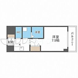 グランデュール大今里西 1Kの間取図画像
