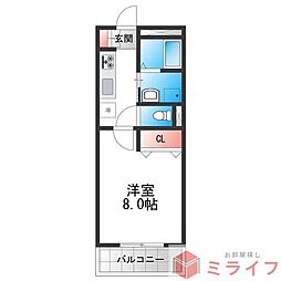 南壱番館 1Kの間取図画像