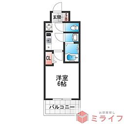 プレサンス鶴橋トレヴィエ 1Kの間取図画像