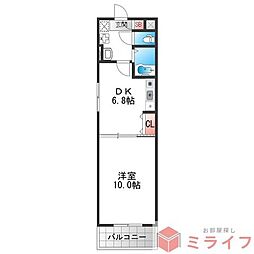 パーク巽東2 1DKの間取図画像