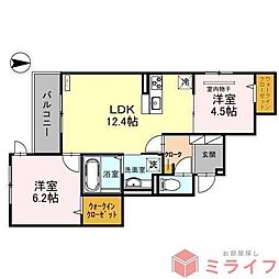 アンシャンテ 2LDKの間取図画像