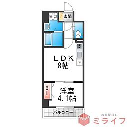 リアライズ宿院 1LDKの間取図画像