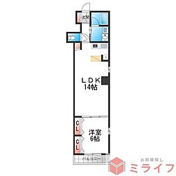 大阪市阿倍野区阪南町1丁目マンション 1LDKの間取図画像