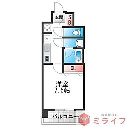 スプランディッド堺東DUE 1Kの間取図画像