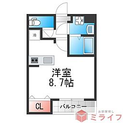 フジパレス駒川中野 ワンルームの間取図画像