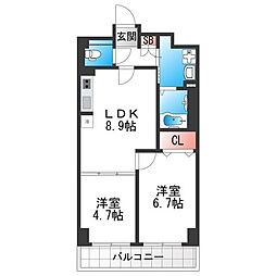 リアライズ今里南 2LDKの間取図画像