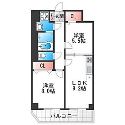 リアライズ今里南 2LDKの間取図画像
