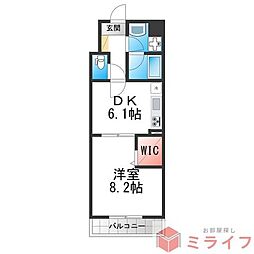 アクトセイワ 1DKの間取図画像