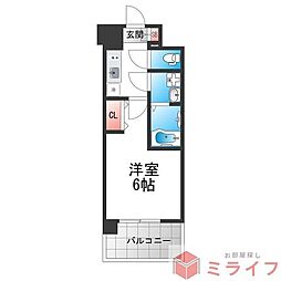 エスリード ザ・レーヴ大阪 1Kの間取図画像