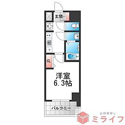 アドバンス大阪メルディア 1Kの間取図画像